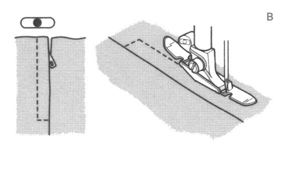 Pied étroit pour fermeture à glissière invisible