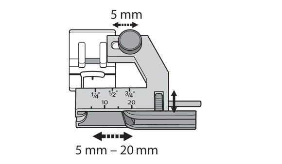 Pied guide réglable pour pose de biais 1/4" à 3/4"